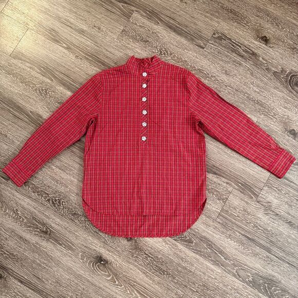 J. Crew Jeweled button popover tunic in red checkered plaid - Picture 1 of 9